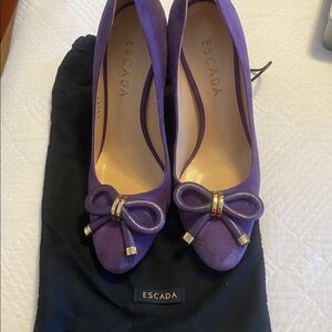 Escada Purple Heels with Bow Accent